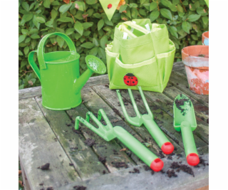 Bigjigs Toys Zahradní set nářadí plastový zelený 3ks