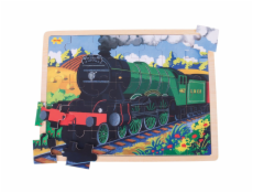 Bigjigs Toys Dřevěné puzzle historický vlak Flying Scotsman 35 dílků