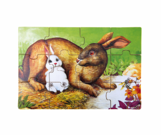Bino Dřevěné puzzle v krabičce zvířátka