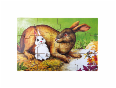 Bino Dřevěné puzzle v krabičce zvířátka