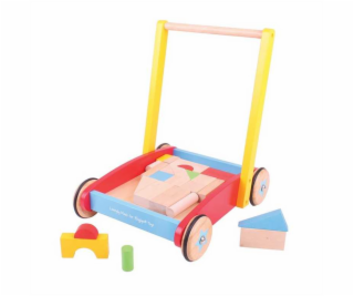 Bigjigs Baby Dřevěné kostky ve vozíku