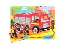 Bigjigs Toys Dřevěné puzzle hasiči 9 dílků
