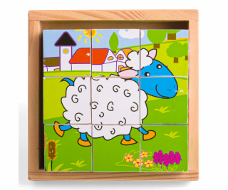 Bigjigs Toys Obrázkové kostky kubusy Zvířátka 9 kostek