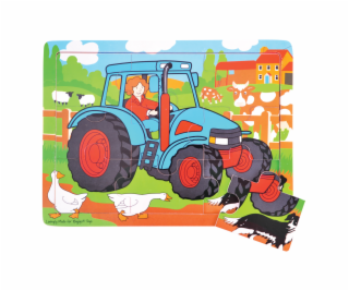 Bigjigs Toys Dřevěné puzzle traktor 9 dílků