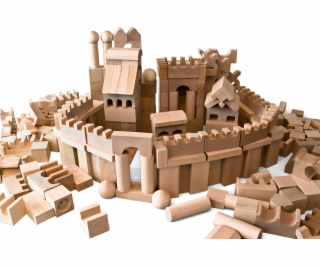 EkoToys Dřevěné kostky přírodní 220 ks XL