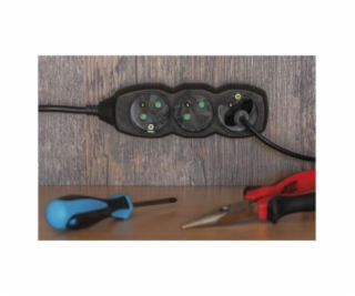 Prodlužovací kabel 2 m / 5 zásuvek / černý / PVC / 1 mm2