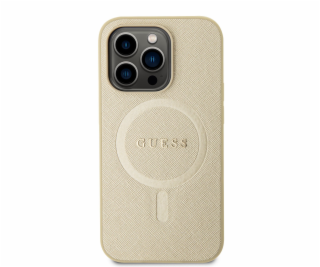 Guess PU Saffiano MagSafe Zadní Kryt pro iPhone 15 Pro Beige