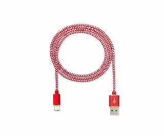 CUBE1 nylon datový kabel USB > USB-C, 2m, Red