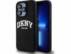 DKNY tekuté silikónové biele tlačené logo MagSafe – púzdro na iPhone 13 Pro (čierne)
