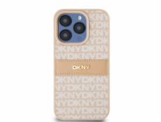 DKNY DKHCP15LPRTHSLP iPhone 15 Pre 6.1 ružové/ružové pevné púzdro Kožený mono pruh a kovové logo