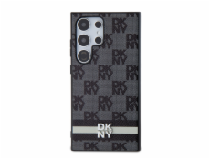 DKNY DKHCS24LPCPTSSK S24 Ultra S928 čierne/čierne pevné puzdro Kožený kockovaný mono vzor a tlačené pruhy
