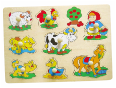 BABU - Drevená vkladačka s úchytmi farma 9 dielov