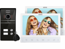 Eura Video interkom EURA VDP-80C5 - dvouřadý, bílý, 2x LCD 7  , FHD, podpora 2 vstupů, 1080p kamera, RFID čtečka, povrchová montáž
