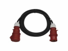 3 fázový venkovní prodlužovací kabel 10 m / 1 zásuvka / černý / guma / 400 V / 4 mm2