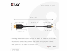 Club3D Kabel USB-C na DisplayPort 2.1, 10K60Hz, DSC1.2, UHBR10, 1m