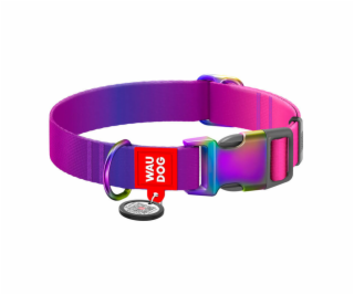 Waudog gradient nylon dog collar with QR code, purple , s...
