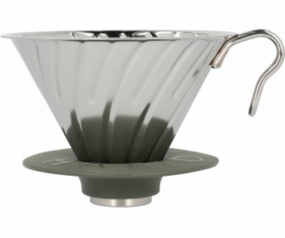 Hario  - Metal Drip V60-02 Outdoor stříbrný se silikonovo...
