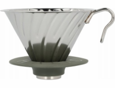 Hario  - Metal Drip V60-02 Outdoor stříbrný se silikonovou základnou