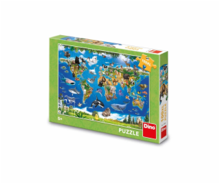 Dino Puzzle Mapa zvířat 100 XL dílků