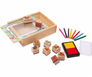 Small Foot Dřevěné výtvarné hračky set razítka farma