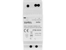 Zamel Spínaný zdroj namontovaný na lištu TH-35 (DIN), 30W, 24V DC typ: ZTM-30/24 EXT10000282