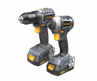 Sada nářadí GRUNDER CD-B0B18+CW-B1218E, 18 V, 2×2 Ah