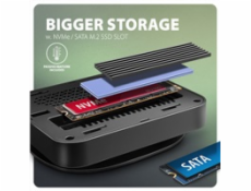 AXAGON HMC-UFO, USB 10Gbps húb, 2x USB-A, USB-C, HDMI 4k/60, RJ-45, M.2 slot, SD/mSD, audio, PD 100W, kábel USB-C 65cm