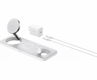 MagGo 15W horizontálna magnetická stanica 3 v 1 Biela