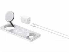MagGo 15W horizontálna magnetická stanica 3 v 1 Biela