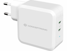 Conceptronic CONCEPTRONIC Nabíjačka 2Port 100W, USB-C PD biela