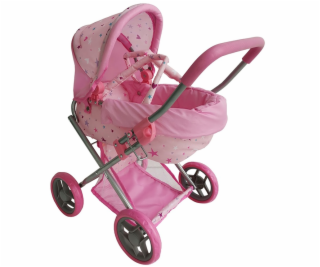 Detský kočík hlboký - ružový s hviezdami