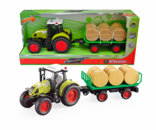 Traktor s valníkom a balíkmi slamy 1:16
