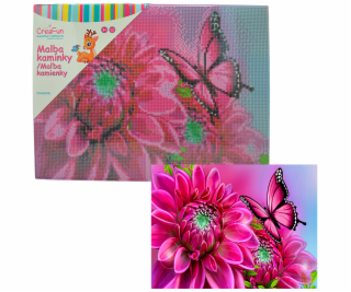Diamantové malování - Kytka a motýl 30 x 40 cm