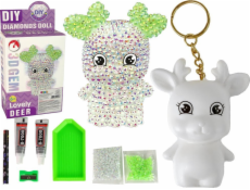 LeanToys DIY sada Diamond Reindeer DIY Crystals 3D Keychain White