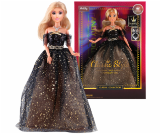 Módní panenka ve společenských šatech - dlouhé černé