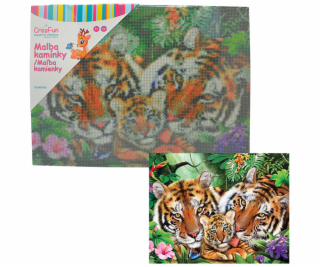 Diamantové malování - Rodinka tygrů 30 x 40 cm