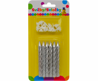 Narozeninová JUMBO svíčka metalická stříbrná se třpytkami...