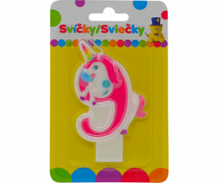 Narozeninová svíčka s JEDNOROŽCEM a číslem 9.