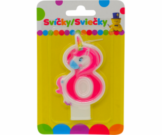 Narozeninová svíčka s JEDNOROŽCEM a číslem 8.