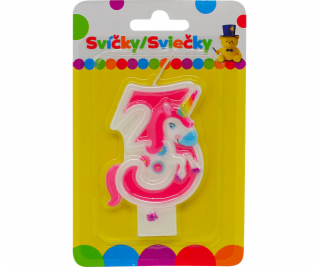 Narozeninová svíčka s JEDNOROŽCEM a číslem 3.