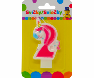 Narozeninová svíčka s JEDNOROŽCEM a číslem 2.