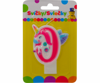 Narozeninová svíčka s JEDNOROŽCEM a číslem 0.