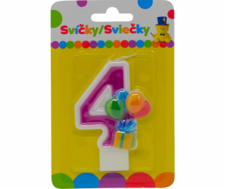 Narozeninová svíčka s balónky a číslem 4.