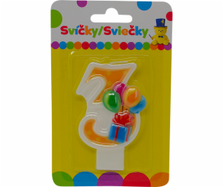 Narozeninová svíčka s balónky a číslem 3.