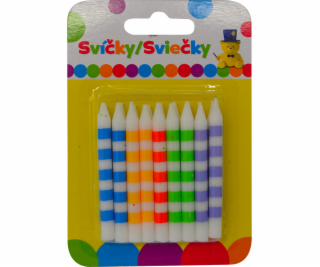 Narozeninová svíčka BAREVNÁ s pruhy 18ks