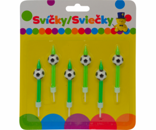 Narozeninová svíčka s FOTBALOVÝM MÍČEM a držákem 6ks