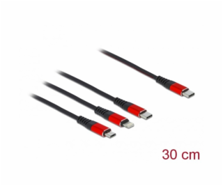 USB Lade kábel, USB-C Stecker > Micro-USB + USB-C + Light...
