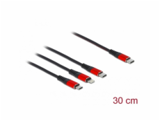 USB Lade kábel, USB-C Stecker > Micro-USB + USB-C + Lightning Stecker
