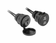 Kabel USB A + 3,5mm 4Pin Klinke Stecker > Einbaubuchse USB A + 3,5mm 4Pin Klinkenbuchse
