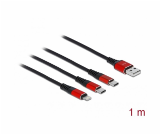 USB Ladekabel, USB-A Stecker > 2x USB-C + Lightning Stecker